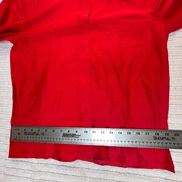Vintage Pierre Charbonnier Womens Button Up Shirt Size 14 Pure Silk Red France - Picture 4 of 8